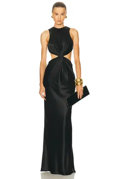 Saint Laurent Cut Out Long Dress | Thumbnail 2 Saint Laurent Cut Out Long Dress | Thumbnail 2