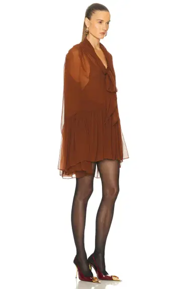 Saint Laurent Sheer Long Sleeve Mini Dress | Thumbnail 2 Saint Laurent Sheer Long Sleeve Mini Dress | Thumbnail 2