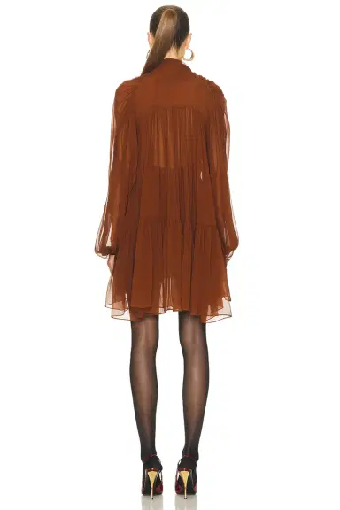 Saint Laurent Sheer Long Sleeve Mini Dress | Thumbnail 3 Saint Laurent Sheer Long Sleeve Mini Dress | Thumbnail 3