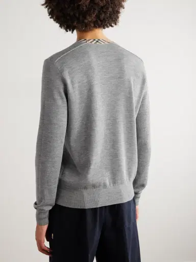 Burberry Slim-Fit Contrast-Tipped Wool Sweater - Men | Thumbnail 3