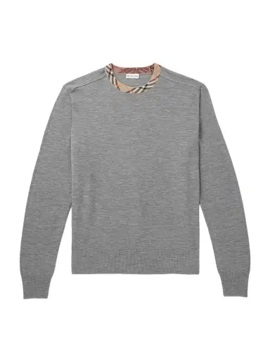 Burberry Slim-Fit Contrast-Tipped Wool Sweater - Men | Thumbnail 1