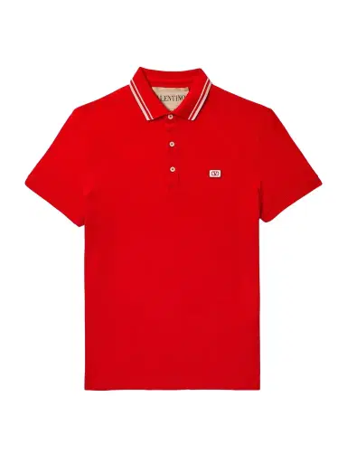 Valentino Garavani Logo-Appliquéd Striped Cotton-Piqué Polo Shirt - Men | Thumbnail 1