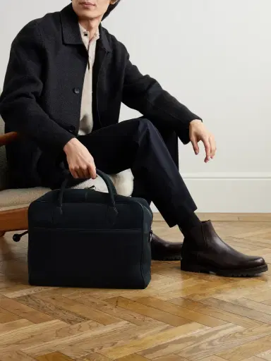 Métier Closer All Day Leather-Trimmed Nubuck Briefcase - Men | Thumbnail 2