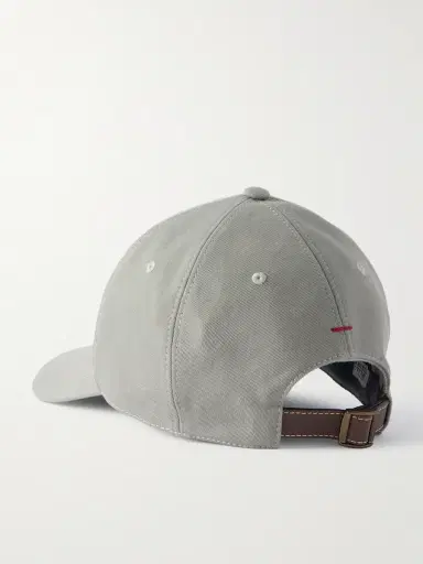 Brunello Cucinelli Logo-Embroidered Leather-Trimmed Cotton-Twill Baseball Cap - Men | Thumbnail 3 Brunello Cucinelli Logo-Embroidered Leather-Trimmed Cotton-Twill Baseball Cap - Men | Thumbnail 3