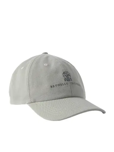 Brunello Cucinelli Logo-Embroidered Leather-Trimmed Cotton-Twill Baseball Cap - Men | Thumbnail 1 Brunello Cucinelli Logo-Embroidered Leather-Trimmed Cotton-Twill Baseball Cap - Men | Thumbnail 1