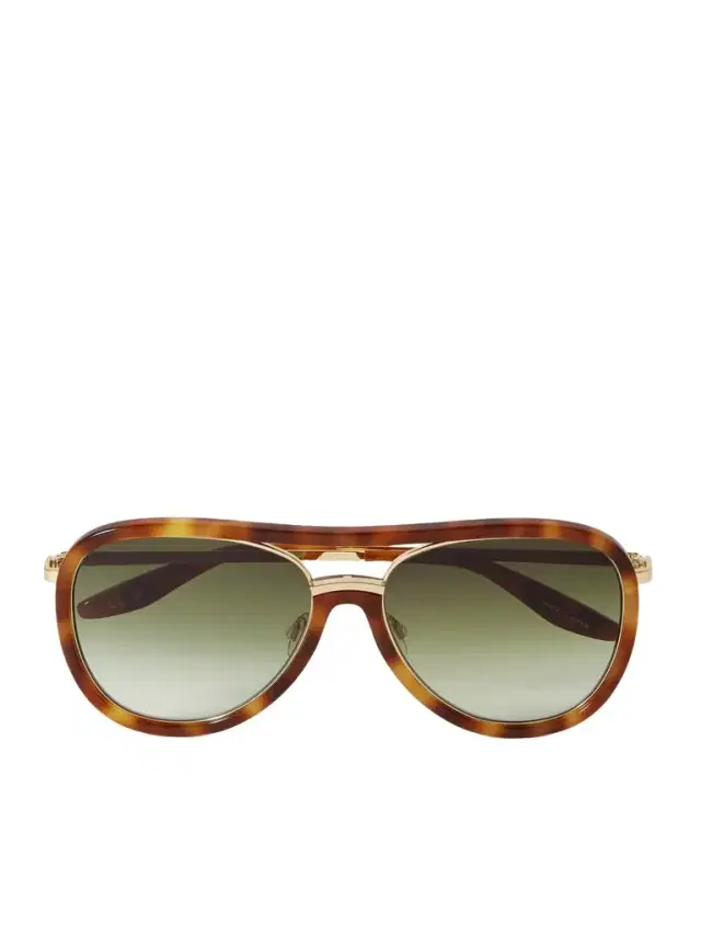Fossett Aviator-style Tortoiseshell Acetate And Gold-tone Titanium Sunglasses