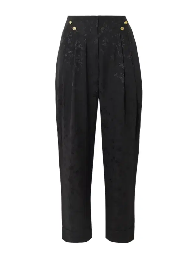 Vali Embellished Pleated Silk-jacquard Tapered Pants