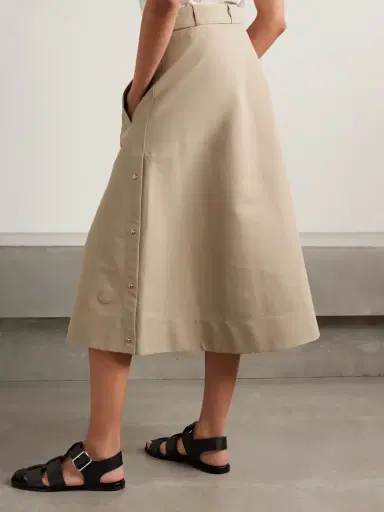 Moncler Belted Cotton-gabardine Midi Skirt | Thumbnail 4