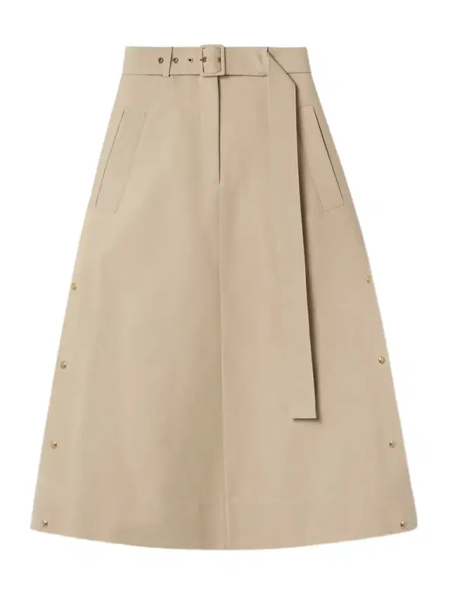 Moncler Belted Cotton-gabardine Midi Skirt
