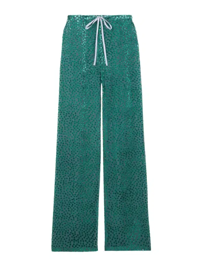 Polka-dot Devoré-velvet Straight-leg Pants