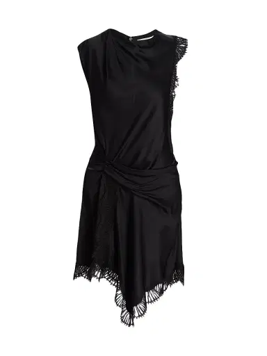 A.L.C. Women's Dion Draped Lace-Trimmed Minidress - Black | Thumbnail 1 A.L.C. Women's Dion Draped Lace-Trimmed Minidress - Black | Thumbnail 1