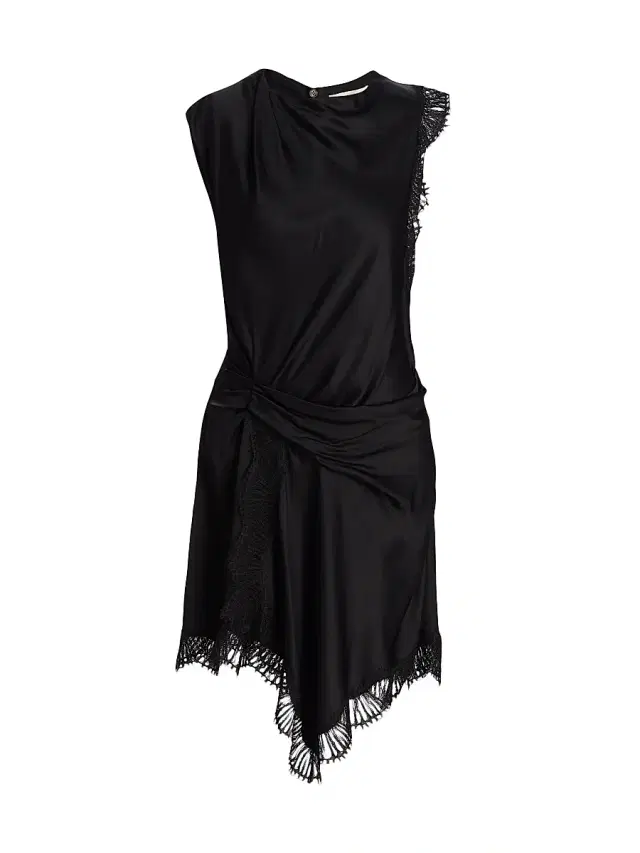 Women's Dion Draped Lace-Trimmed Minidress - Black