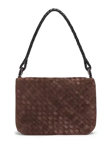 Bottega Veneta Men's Swin Intrecciato Suede Shoulder Bag | Thumbnail 1 Bottega Veneta Men's Swin Intrecciato Suede Shoulder Bag | Thumbnail 1