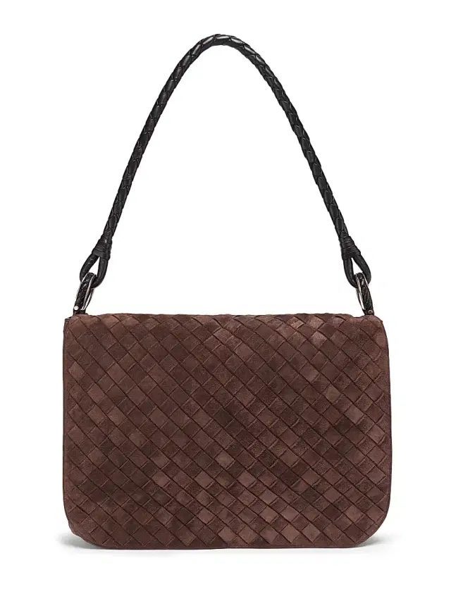 Bottega Veneta Men's Swin Intrecciato Suede Shoulder Bag - Fondant Black Vintage