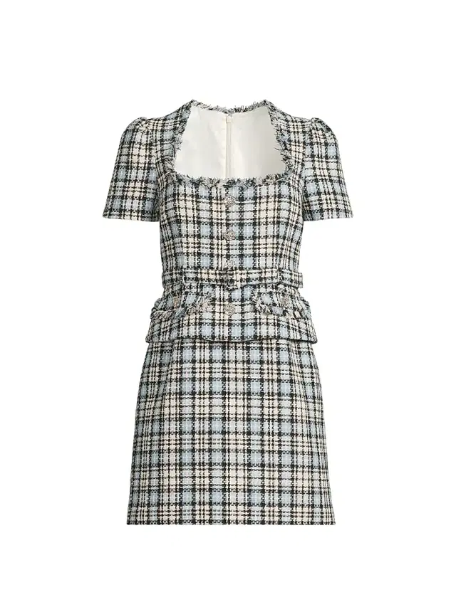 Likely Women's Drop 7 Cecelia Plaid Tweed Minidress - Black Blue