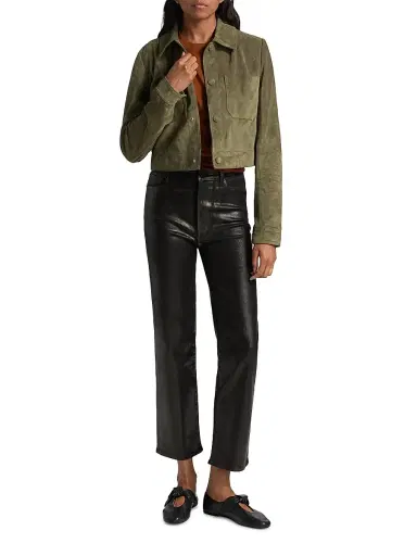 FRAME Women's The Small Suede Crop Jacket - Cypress | Thumbnail 2