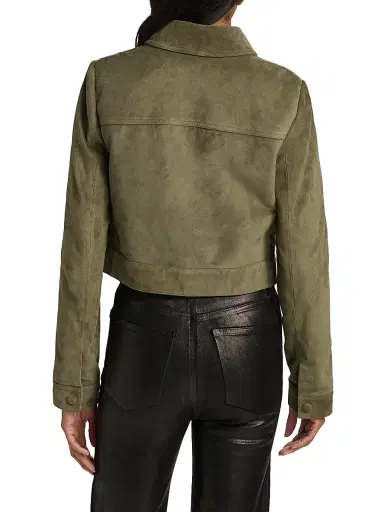 FRAME Women's The Small Suede Crop Jacket - Cypress | Thumbnail 5