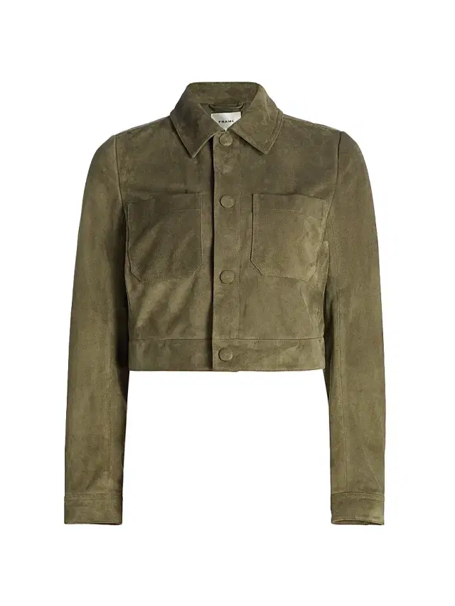 FRAME Women's The Small Suede Crop Jacket - Cypress