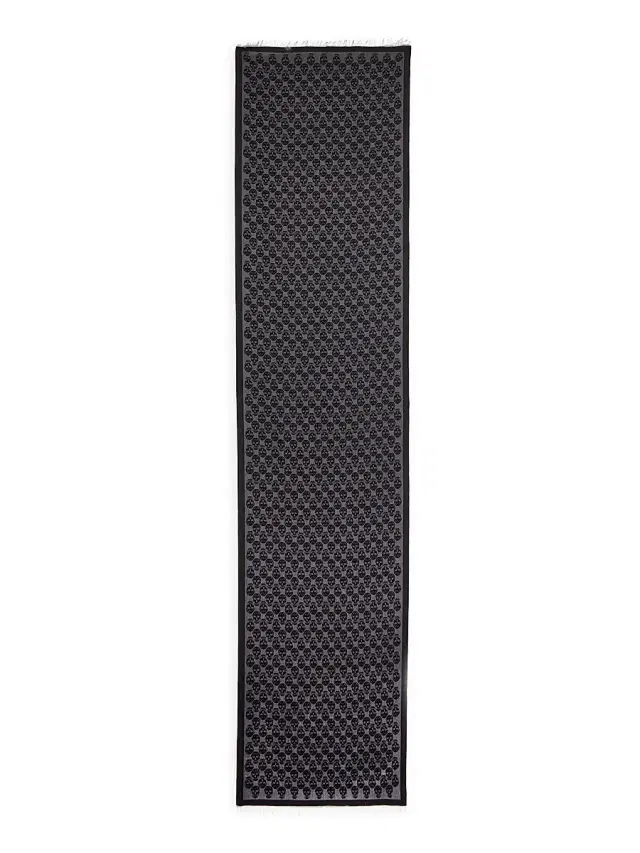McQueen Men's Skull Monogram Wool-Blend Scarf - Black  Grey