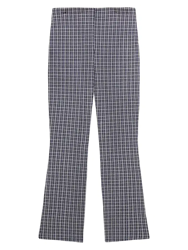 Theory Women's High Rise Plaid Flared Pants - Almond Multi