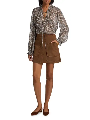 Veronica Beard Women's Norwood Suede A-Line Miniskirt - Whisky - Size 16 | Thumbnail 2