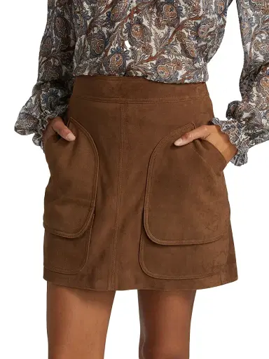 Veronica Beard Women's Norwood Suede A-Line Miniskirt - Whisky - Size 16 | Thumbnail 3