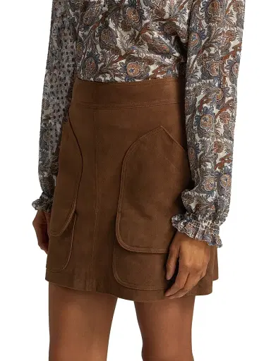 Veronica Beard Women's Norwood Suede A-Line Miniskirt - Whisky - Size 16 | Thumbnail 4