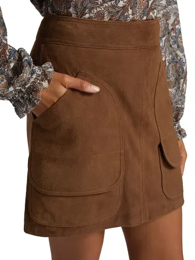 Veronica Beard Women's Norwood Suede A-Line Miniskirt - Whisky - Size 16 | Thumbnail 6