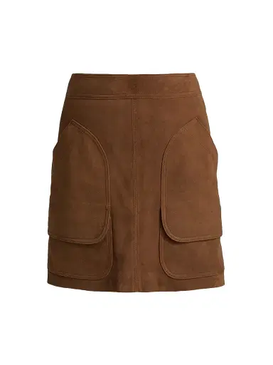 Veronica Beard Women's Norwood Suede A-Line Miniskirt - Whisky - Size 16 | Thumbnail 1