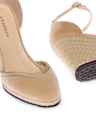 Vibi Venezia Women's Timeless Delfina 0MM Cotton Velvet Wedge Pumps - Palude | Thumbnail 3