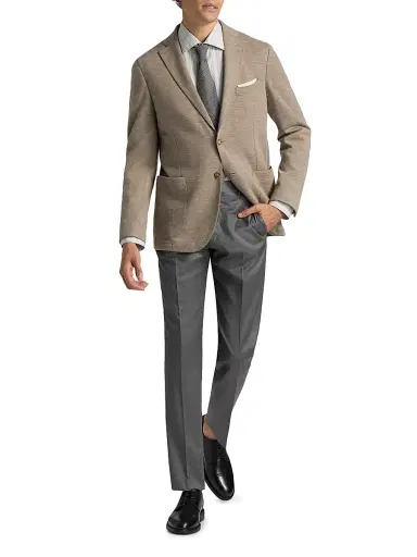 Saks Fifth Avenue Men's COLLECTION Wool-Blend Jersey Sport Coat - Taupe - Size 48 | Thumbnail 2
