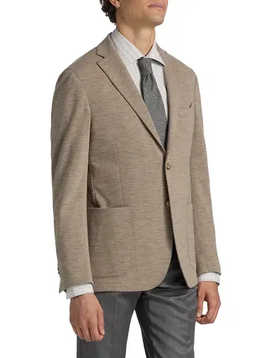 Saks Fifth Avenue Men's COLLECTION Wool-Blend Jersey Sport Coat - Taupe - Size 48 | Thumbnail 4