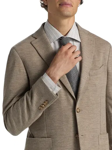 Saks Fifth Avenue Men's COLLECTION Wool-Blend Jersey Sport Coat - Taupe - Size 48 | Thumbnail 6