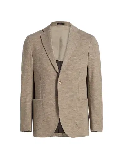 Saks Fifth Avenue Men's COLLECTION Wool-Blend Jersey Sport Coat - Taupe - Size 48 | Thumbnail 1