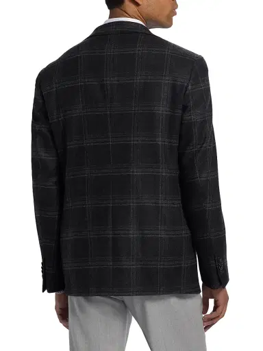 Saks Fifth Avenue Men's COLLECTION Plaid Wool-Blend Blazer - Black - Size 48 | Thumbnail 5