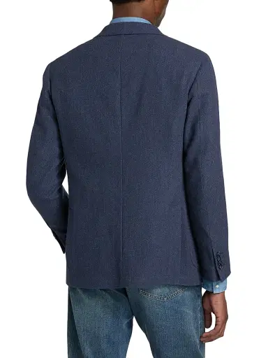Saks Fifth Avenue Men's Herringbone Wool-Blend Sport Coat - Navy - Size 48 | Thumbnail 5
