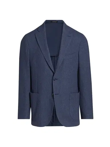 Saks Fifth Avenue Men's Herringbone Wool-Blend Sport Coat - Navy - Size 48 | Thumbnail 1