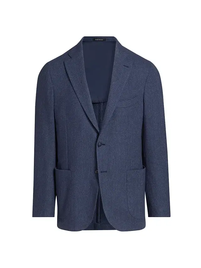 Men's Herringbone Wool-Blend Sport Coat - Navy
