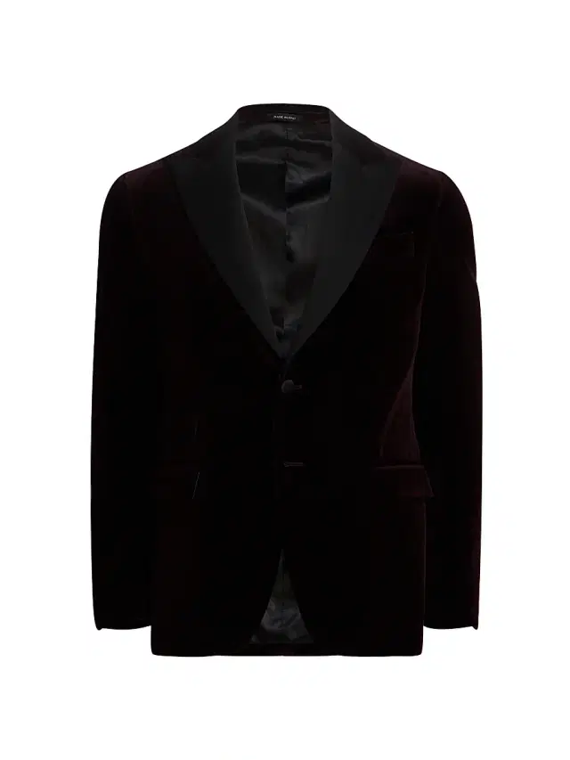Men's COLLECTION Velvet Formal Peak Lapel Jacket - Bordeaux