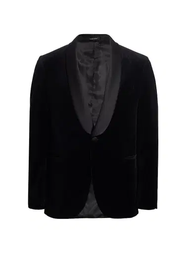 Saks Fifth Avenue Men's COLLECTION Velvet Formal Shawl Jacket - Black - Size 48 | Thumbnail 1