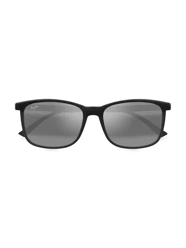 Maui Jim Men's Elua Hulili 57MM Rectangular Sunglasses - Grey Matte Black | Thumbnail 2