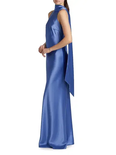 Talbot Runhof Women's Halterneck Slip Gown - Cornflower | Thumbnail 4 Talbot Runhof Women's Halterneck Slip Gown - Cornflower | Thumbnail 4