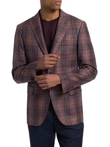 Saks Fifth Avenue Men's Plaid Wool-Blend Sport Coat - Pink - Size 48 | Thumbnail 3 Saks Fifth Avenue Men's Plaid Wool-Blend Sport Coat - Pink - Size 48 | Thumbnail 3