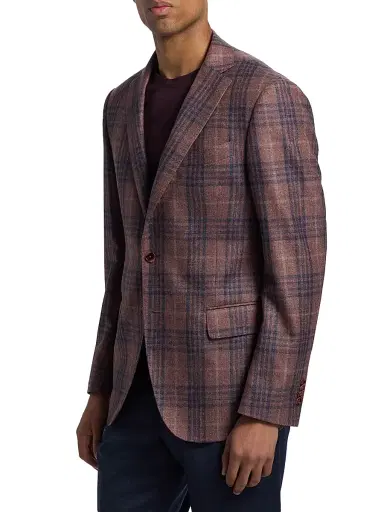 Saks Fifth Avenue Men's Plaid Wool-Blend Sport Coat - Pink - Size 48 | Thumbnail 4 Saks Fifth Avenue Men's Plaid Wool-Blend Sport Coat - Pink - Size 48 | Thumbnail 4