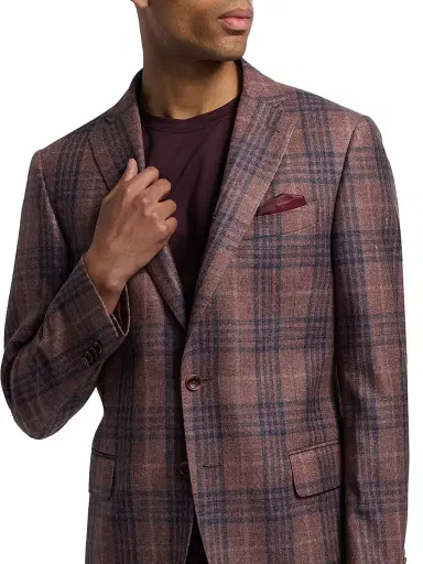 Saks Fifth Avenue Men's Plaid Wool-Blend Sport Coat - Pink - Size 48 | Thumbnail 6 Saks Fifth Avenue Men's Plaid Wool-Blend Sport Coat - Pink - Size 48 | Thumbnail 6