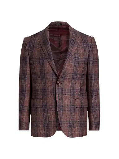 Saks Fifth Avenue Men's Plaid Wool-Blend Sport Coat - Pink - Size 48 | Thumbnail 1 Saks Fifth Avenue Men's Plaid Wool-Blend Sport Coat - Pink - Size 48 | Thumbnail 1