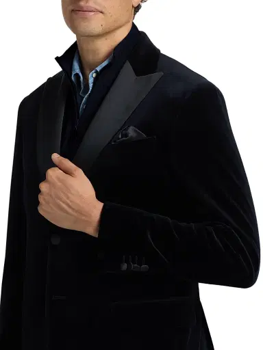 Saks Fifth Avenue Men's COLLECTION Velvet Formal Peak Lapel Jacket - Navy - Size 46 | Thumbnail 6 Saks Fifth Avenue Men's COLLECTION Velvet Formal Peak Lapel Jacket - Navy - Size 46 | Thumbnail 6