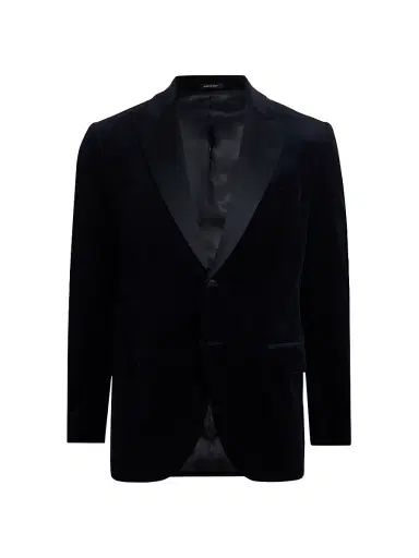 Saks Fifth Avenue Men's COLLECTION Velvet Formal Peak Lapel Jacket - Navy - Size 46 | Thumbnail 1 Saks Fifth Avenue Men's COLLECTION Velvet Formal Peak Lapel Jacket - Navy - Size 46 | Thumbnail 1