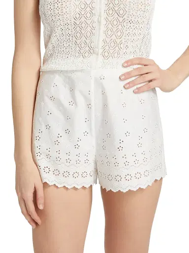 DÔEN Women's Arbre Cotton Eyelet Shorts - Salt - Size 10 | Thumbnail 3