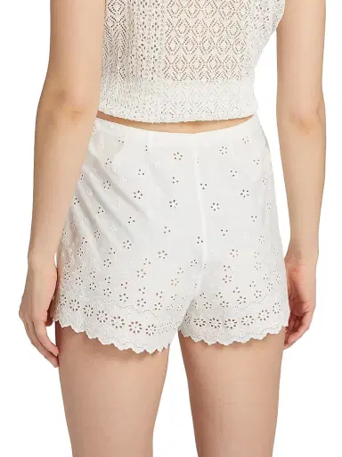 DÔEN Women's Arbre Cotton Eyelet Shorts - Salt - Size 10 | Thumbnail 5